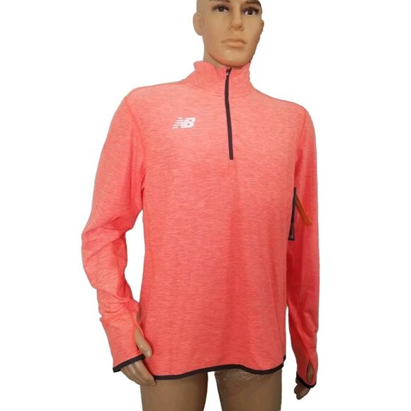 New Balance Mens Size L Dry 1/4 Zip Lightweight orange Long Sleeve Running - Picture 1 of 8